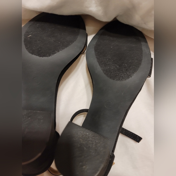 NIB CHUNKY BLOCK HEAL ANKLE STRAP FAUX SUEDE SANDAL SHOE SIZE 8 BLACK - Picture 10 of 12